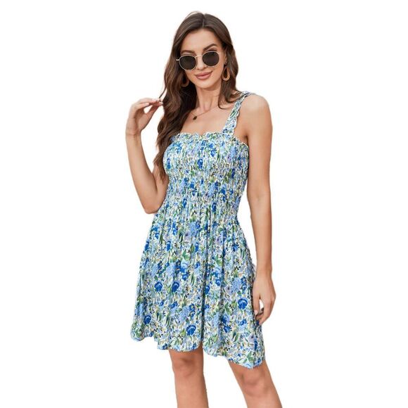Women's Summer Spaghetti Straps Sleeveless Backless High Waist Mini Dress Large - Picture 1 of 7